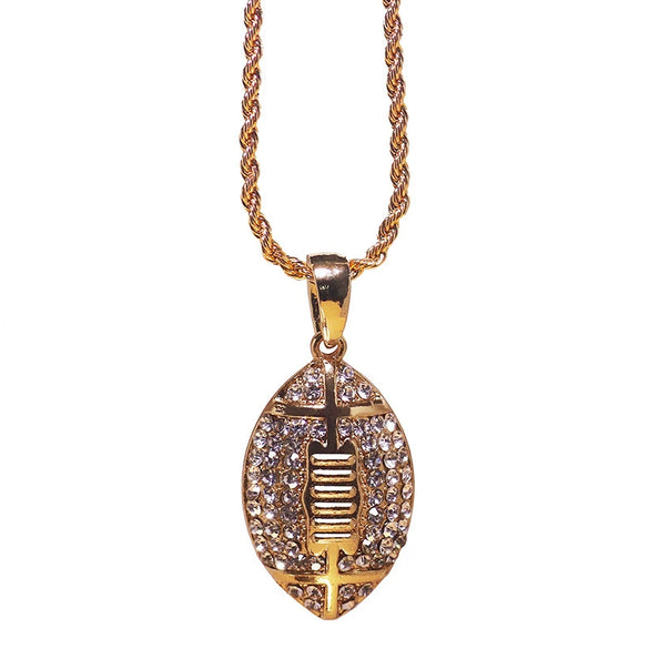 Wholesale Jewelry Men's Rugby Pendant Necklace Alloy With Diamond And Geometric Design