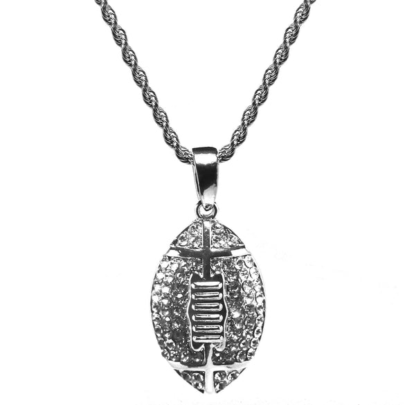Wholesale Jewelry Men's Rugby Pendant Necklace Alloy With Diamond And Geometric Design