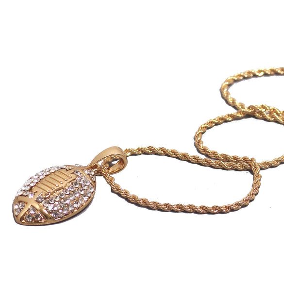 Wholesale Jewelry Men's Rugby Pendant Necklace Alloy With Diamond And Geometric Design