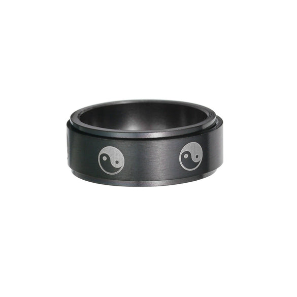 Wholesale Jewelry Men's Stainless Steel Rotating Decompression Ring With Letters Numbers Text Electroplated