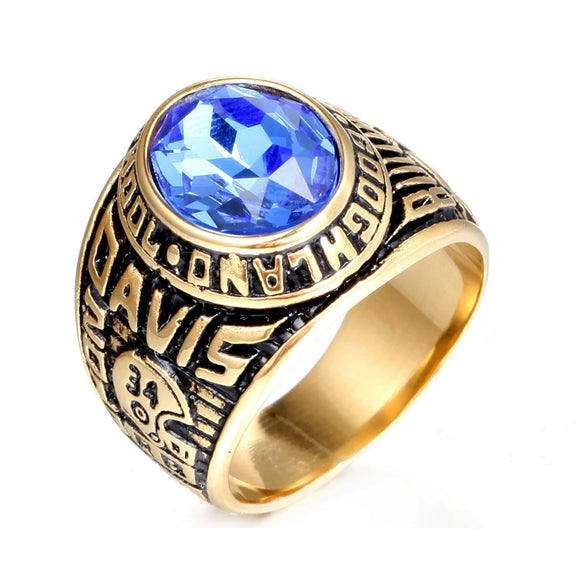 Wholesale Jewelry Men's Titanium Steel Geometric Military Ring With Anchor Design And Electroplating Treatment