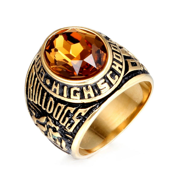 Wholesale Jewelry Men's Titanium Steel Geometric Military Ring With Anchor Design And Electroplating Treatment