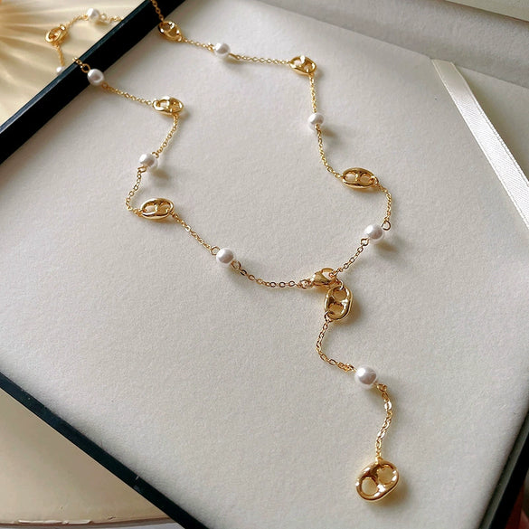Wholesale Jewelry Metal Alloy Copper Geometric Letters Numbers Text Electroplating Clavicle Chain Necklace For Women