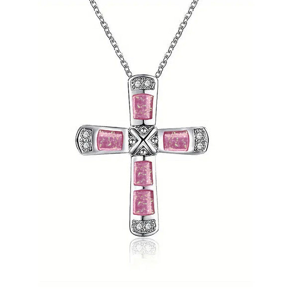 Wholesale Jewelry Metal Alloy Imitation Opal Geometric Zirconia Elegant Women's Necklace