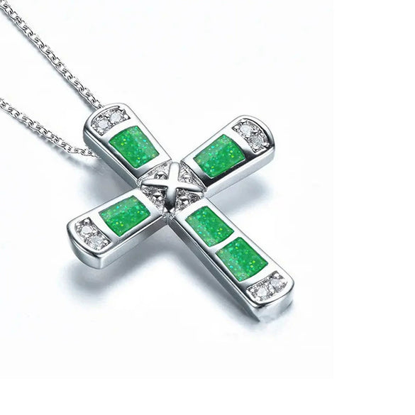 Wholesale Jewelry Metal Alloy Imitation Opal Geometric Zirconia Elegant Women's Necklace