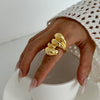 Wholesale Jewelry Metal Geometric Asymmetrical Ring For Women With Electroplating And Concave And Convex Glossy Finish