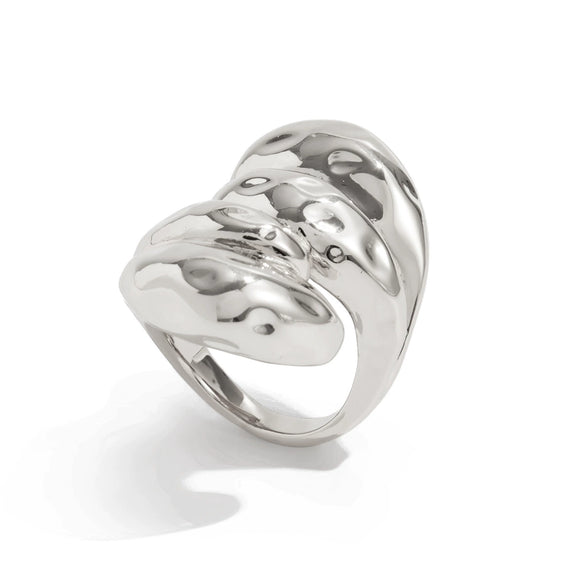 Wholesale Jewelry Metal Geometric Asymmetrical Ring For Women With Electroplating And Concave And Convex Glossy Finish
