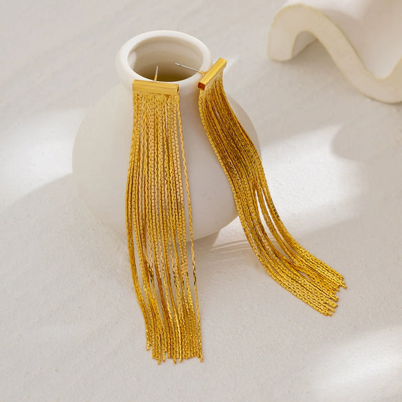 Wholesale Jewelry Metal Geometric Retro Tassel Earrings With Electroplating For Women