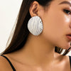 Wholesale Jewelry Metal Geometric Striped Stud Earrings With Electroplating For Women