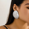 Wholesale Jewelry Metal Geometric Striped Stud Earrings With Electroplating For Women