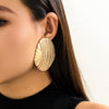 Wholesale Jewelry Metal Geometric Striped Stud Earrings With Electroplating For Women