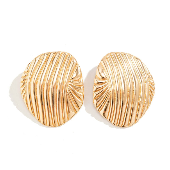 Wholesale Jewelry Metal Geometric Striped Stud Earrings With Electroplating For Women