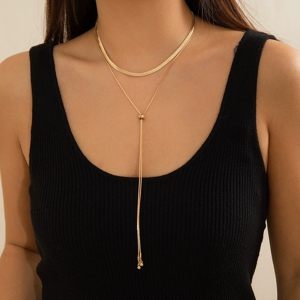 Wholesale Jewelry Metal Snake Bone Chain Geometric Style Electroplating Necklace For Women