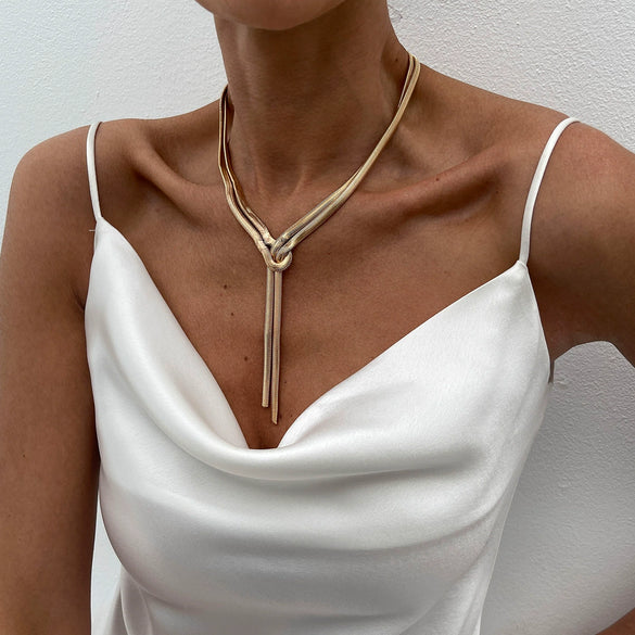 Wholesale Jewelry Metal Snake Bone Geometric Electroplating Yshaped Necklace For Women