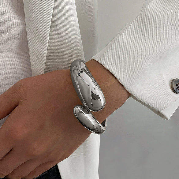 Wholesale Jewelry Metal Wind Geometric Opening Smooth Bracelet Alloy Electroplating Women's Unisex