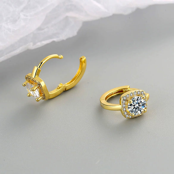 Wholesale Jewelry Microinlaid Zircon Geometric Copper Electroplated Earring