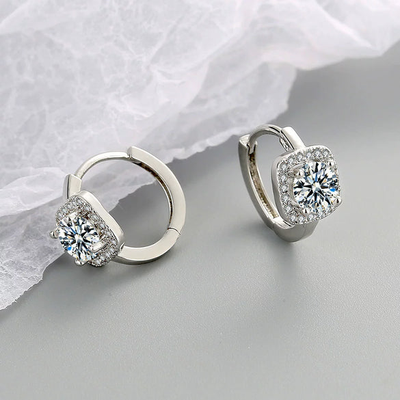 Wholesale Jewelry Microinlaid Zircon Geometric Copper Electroplated Earring