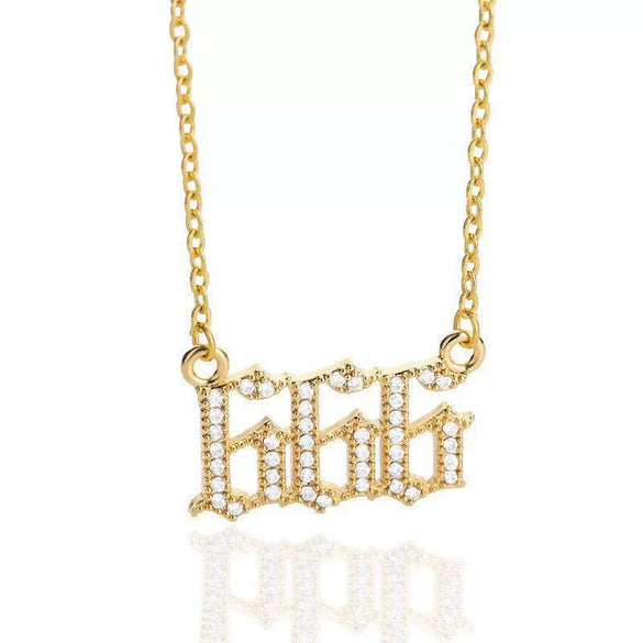 Wholesale Jewelry Microinlay Copper Pendant Necklace With Letters Numbers Text For Women