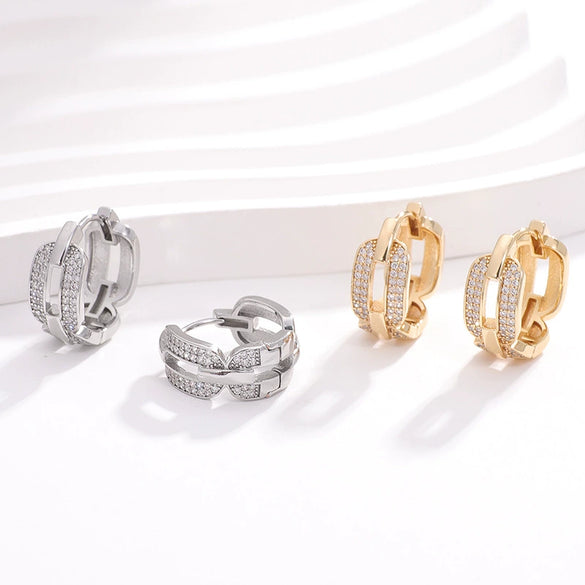 Wholesale Jewelry Micropaved Zirconia Earrings Copper Electroplating Style For Women