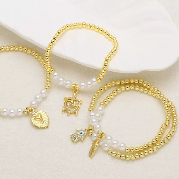 Wholesale Jewelry Minimalist Animal Zodiac Copper Gold Plated Pendant Bracelet
