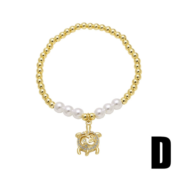 Wholesale Jewelry Minimalist Animal Zodiac Copper Gold Plated Pendant Bracelet