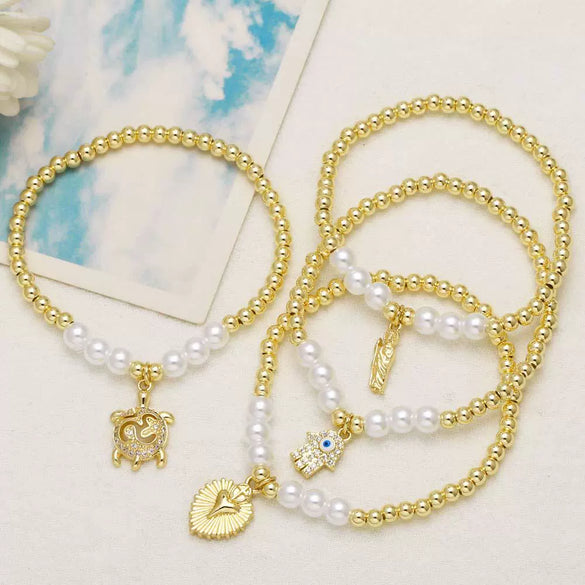 Wholesale Jewelry Minimalist Animal Zodiac Copper Gold Plated Pendant Bracelet