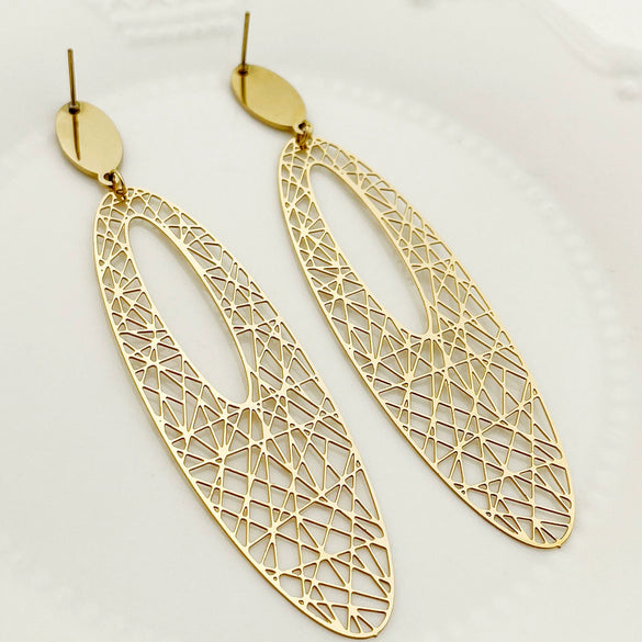 Wholesale Jewelry Minimalist Cold Style Geometric Stainless Steel Electroplated Earrings
