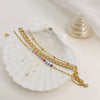 Wholesale Jewelry Minimalist Colorful Rice Beads Gold Beads Threelayer Personality Bracelet Stainless Steel Electroplated