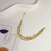 Wholesale Jewelry Minimalist Colorful Rice Beads Gold Beads Threelayer Personality Bracelet Stainless Steel Electroplated