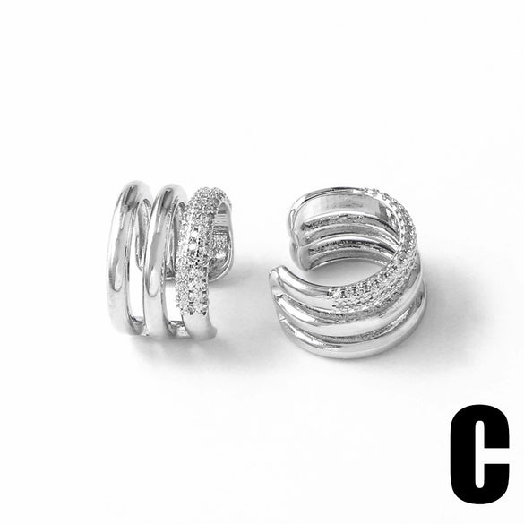 Wholesale Jewelry Minimalist Copper Heart Shape Electroplated Double Layer Love Pearl Ear Clip Earrings For Women