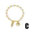 Wholesale Jewelry Minimalist Copper Heart Shape Pendant Beaded Bracelet Gold Plated Electroplating Unisex