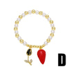 Wholesale Jewelry Minimalist Copper Heart Shape Pendant Beaded Bracelet Gold Plated Electroplating Unisex