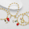 Wholesale Jewelry Minimalist Copper Heart Shape Pendant Beaded Bracelet Gold Plated Electroplating Unisex