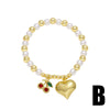 Wholesale Jewelry Minimalist Copper Heart Shape Pendant Beaded Bracelet Gold Plated Electroplating Unisex