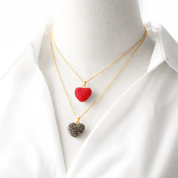 Wholesale Jewelry Minimalist Copper Heart Shape Pendant Necklace With O Chain Electroplating For Women