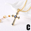 Wholesale Jewelry Minimalist Cross Pendant Necklace Copper 18K Gold Plated Zircon Snake Bone Chain