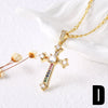 Wholesale Jewelry Minimalist Cross Pendant Necklace Copper 18K Gold Plated Zircon Snake Bone Chain
