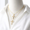 Wholesale Jewelry Minimalist Cross Pendant Necklace Copper 18K Gold Plated Zircon Snake Bone Chain