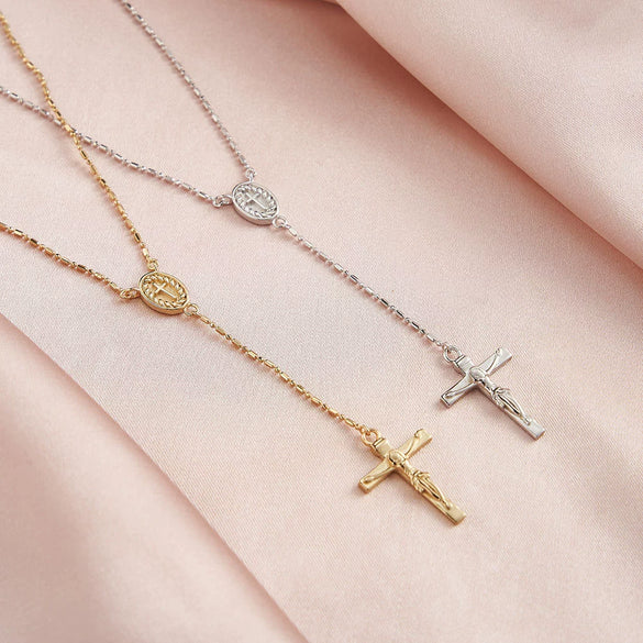 Wholesale Jewelry Minimalist Cross 925 Sterling Silver Yshaped Lock Ochain Pendant Necklace For Women