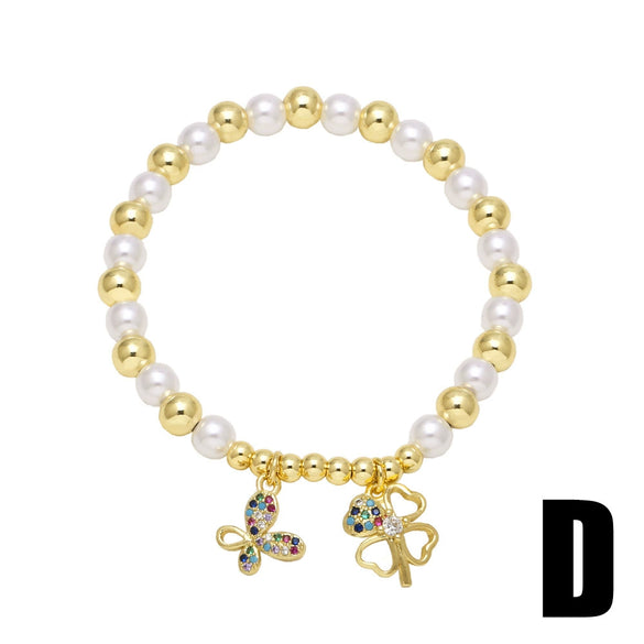 Wholesale Jewelry Minimalist Fruit Cherry Copper Pendant Bracelet Goldplated