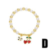 Wholesale Jewelry Minimalist Fruit Cherry Pearl Copper Gold Plated Bracelet