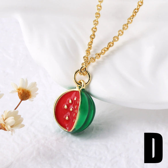Wholesale Jewelry Minimalist Fruit Geometric Copper Electroplated Pendant Necklace Unisex