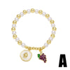 Wholesale Jewelry Minimalist Fruit Grape Pendant Copper Gold Plated Bracelet Unisex