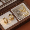 Wholesale Jewelry Minimalist Geometric Copper Alloy Cshaped Hollow Electroplated Earrings For Women