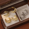 Wholesale Jewelry Minimalist Geometric Copper Alloy Cshaped Hollow Electroplated Earrings For Women