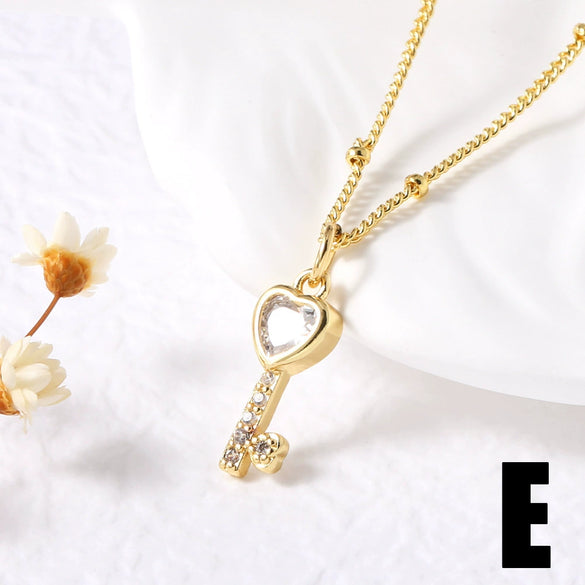 Wholesale Jewelry Minimalist Geometric Copper Gold Plated O Chain Love Pendant Necklace For Women