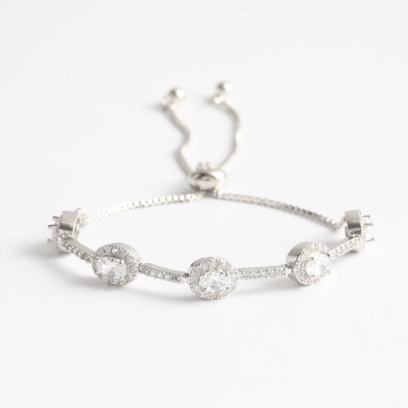Wholesale Jewelry Minimalist Geometric Copper Inlaid Zircon And Glass Bracelet
