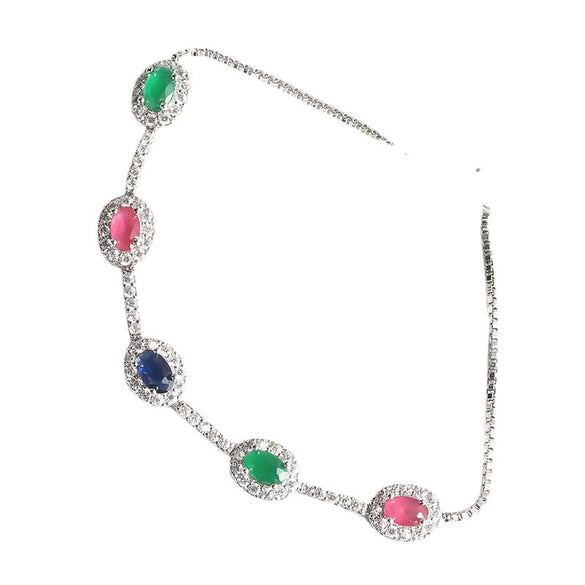 Wholesale Jewelry Minimalist Geometric Copper Inlaid Zircon And Glass Bracelet