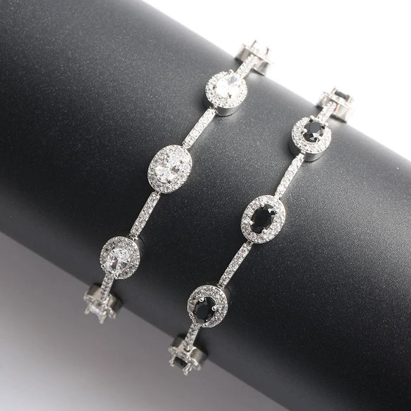 Wholesale Jewelry Minimalist Geometric Copper Inlaid Zircon And Glass Bracelet