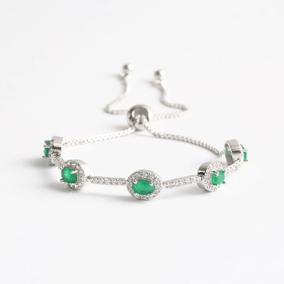 Wholesale Jewelry Minimalist Geometric Copper Inlaid Zircon And Glass Bracelet